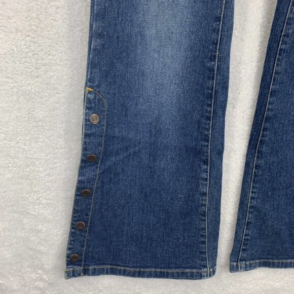 Vtg Y2K Tommy Hilfiger Flare Jeans Low Rise Blue Jr Sz 3 Button Leg Bare back - Picture 14 of 14